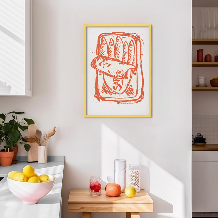 Playing Sardines - Orange/ Cream - Kitchen Art Print